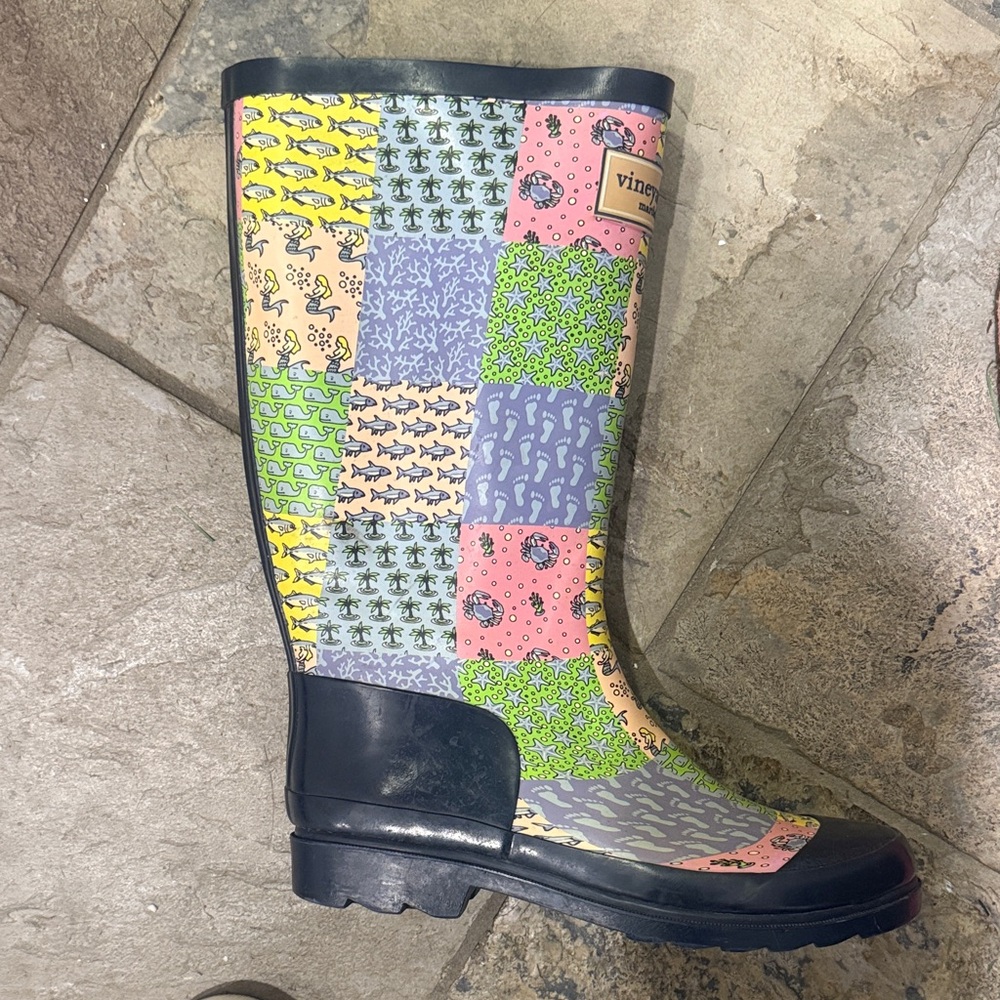 Vineyard Vines Multicolor Patchwork Rain Boot siz… - image 1